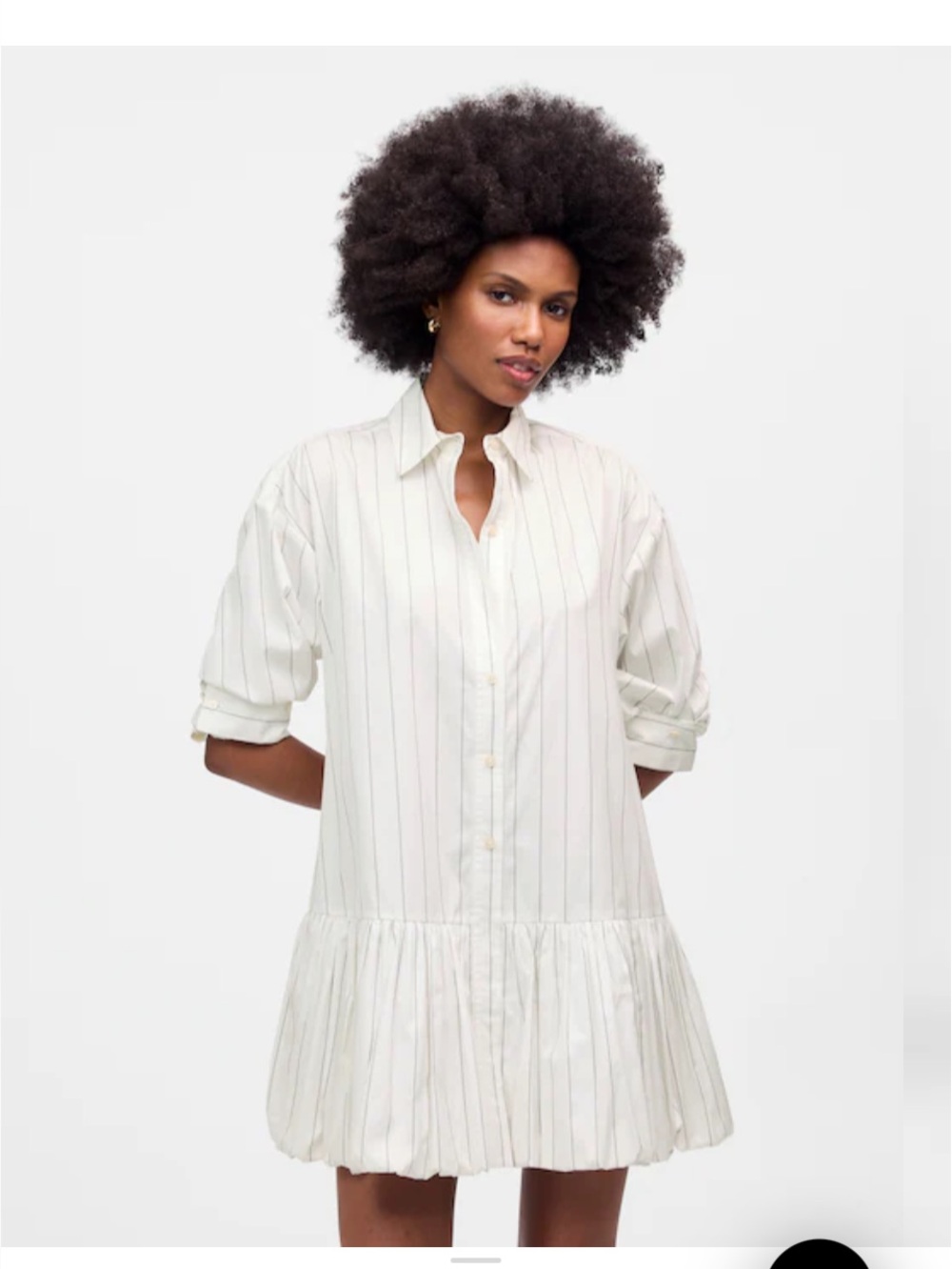 Madewell White/Black Bubble-Hem Mini Shirtdress